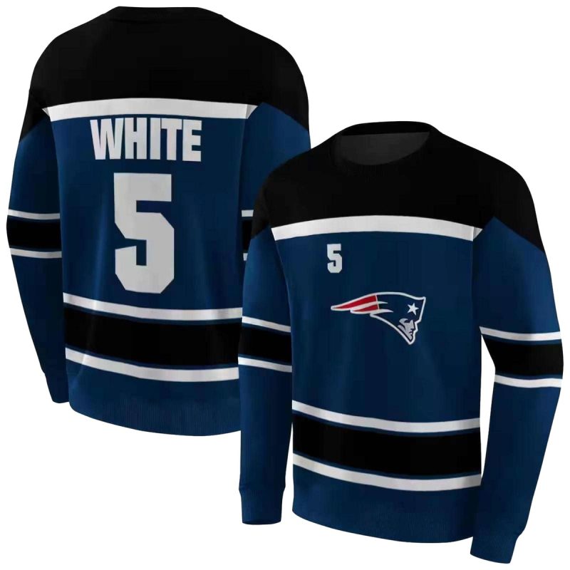 Personalized New England Patriots Striped Pattern Blue Aop Sweatshirt 1