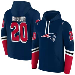 Personalized New England Patriots Striped Sleeves Blue AOP Hoodie
