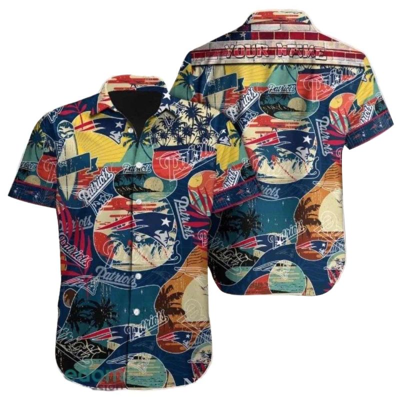 Personalized New England Patriots Sunset Helm Nautical Adventure Hawaiian Shirt 1