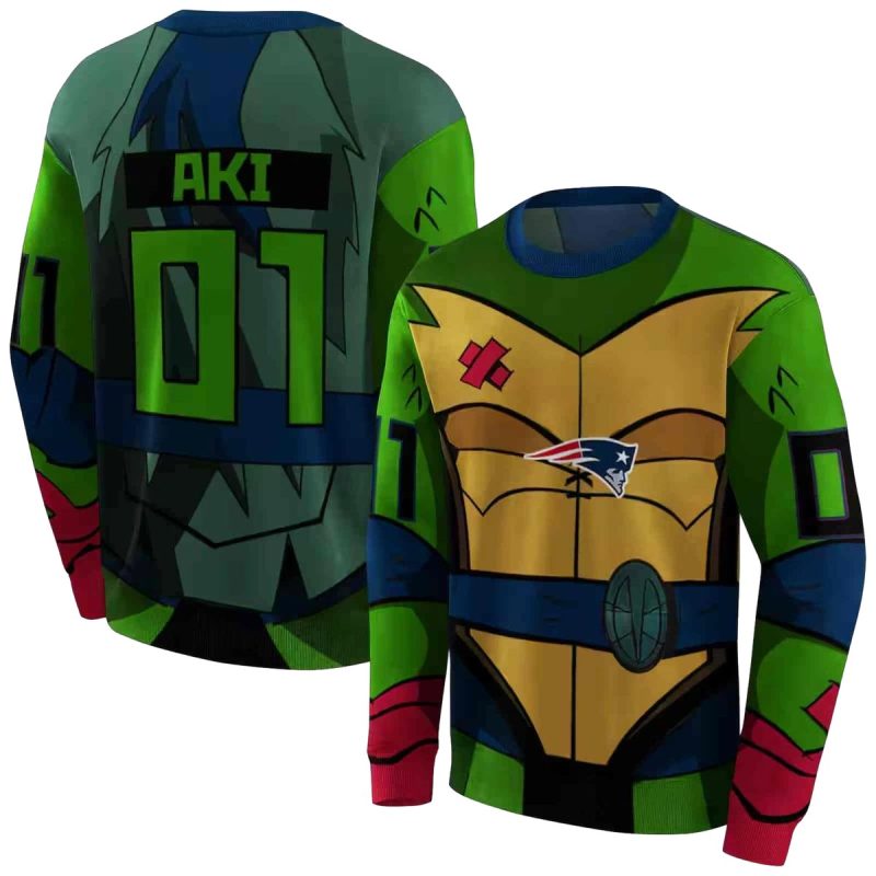 Personalized New England Patriots Superhero Armor Blue Green Aop Sweatshirt 1