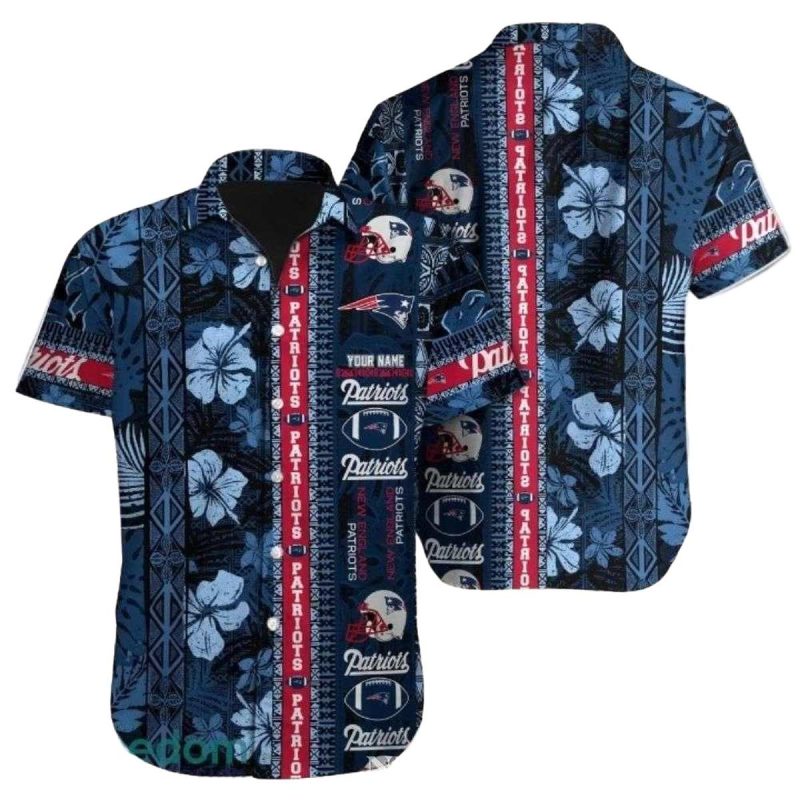 Personalized New England Patriots Tribal Floral Hawaiian Shirt 1
