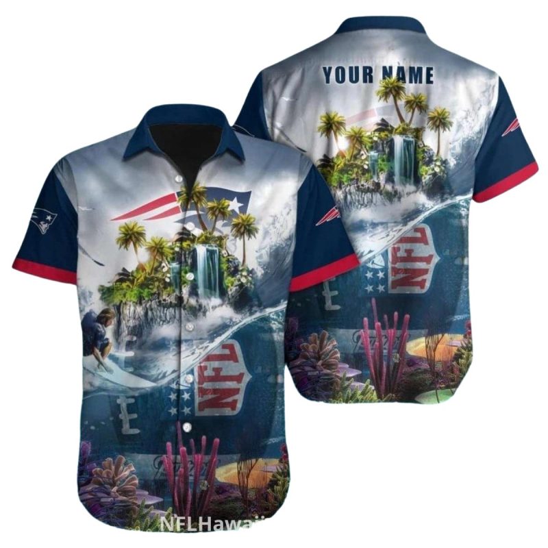 Personalized New England Patriots Tropical Island Escape Hawaiian Shirt 1