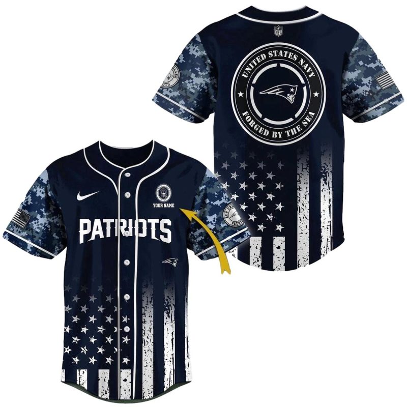 Personalized New England Patriots Veteran Us Navy Baseball Jersey 1