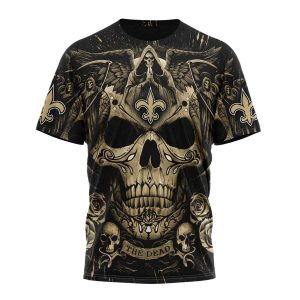Personalized New Orleans Saints Angel Skull AOP T Shirt