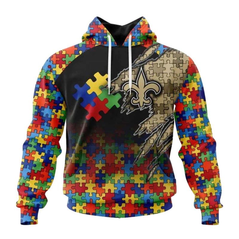 Personalized New Orleans Saints Autism Awareness Design Aop Hoodie 1