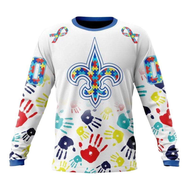 Personalized New Orleans Saints Autism Awareness Hands Aop Sweatshirt 1