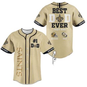 Personalized New Orleans Saints Best Dad Ever Baseball Jersey