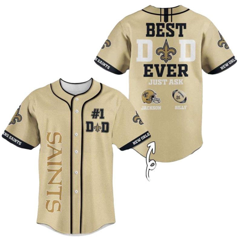 Personalized New Orleans Saints Best Dad Ever Baseball Jersey 1