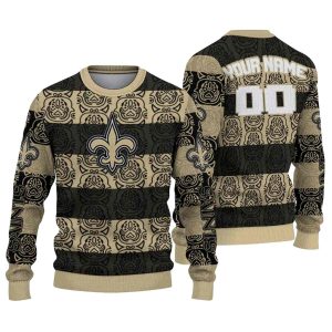 Personalized New Orleans Saints Bulldog Motif Pattern AOP Sweatshirt