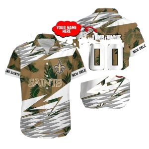 Personalized New Orleans Saints Camo Palm Tropical Hawaiian Shirt