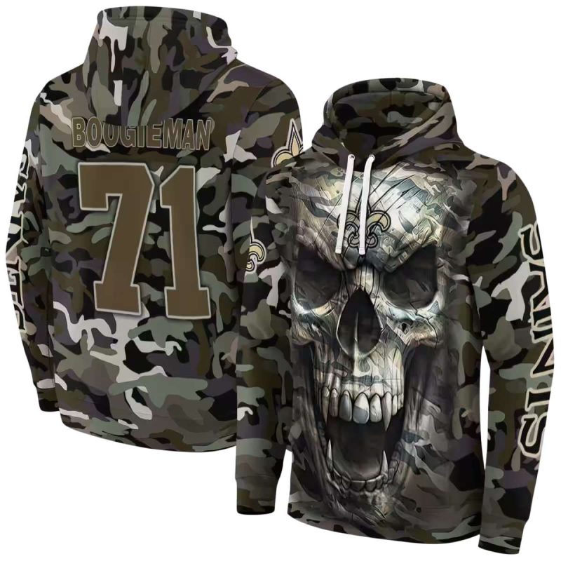 Personalized New Orleans Saints Camo Skull Aop Hoodie 1