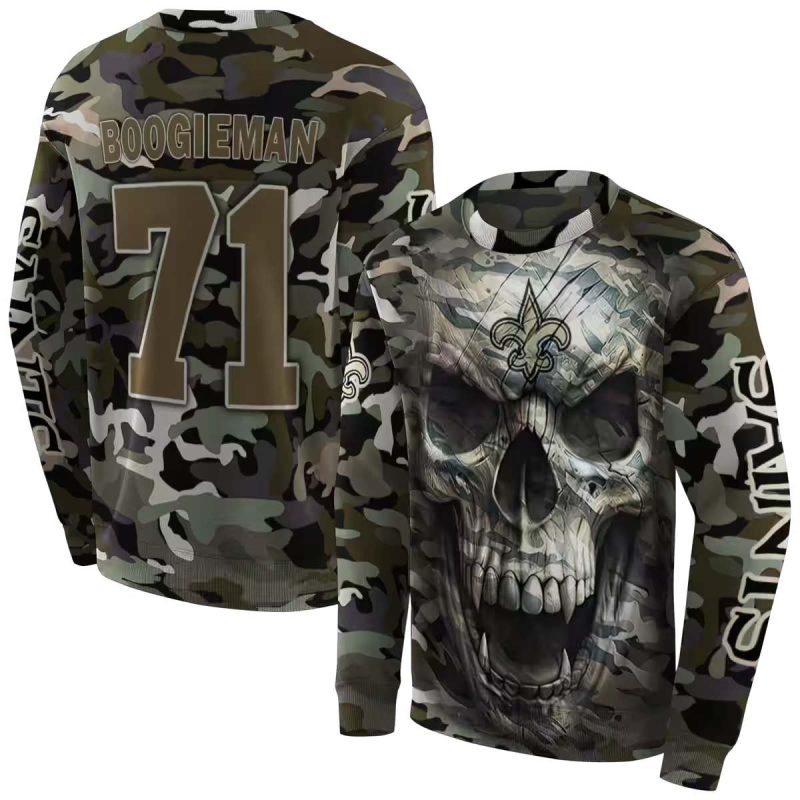 Personalized New Orleans Saints Camo Skull Aop Sweatshirt 1