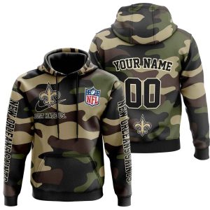 Personalized New Orleans Saints Camo Style Veteran Day AOP Hoodie