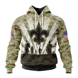 Personalized New Orleans Saints Camo Veterans And Families AOP Hoodie