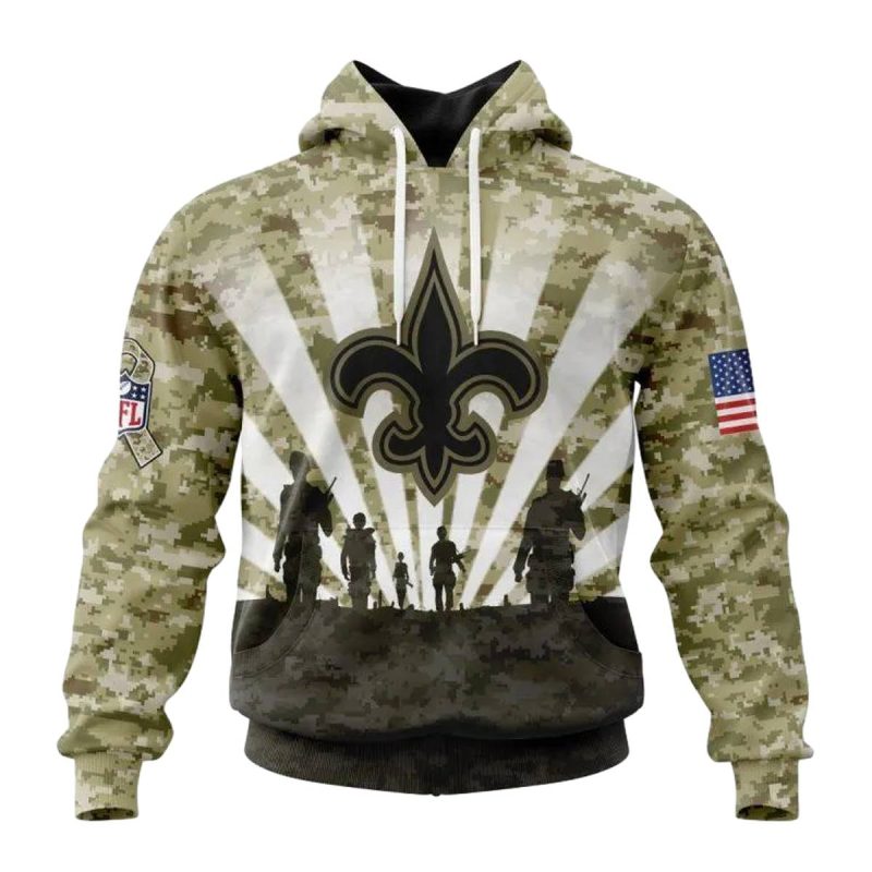 Personalized New Orleans Saints Camo Veterans And Families Aop Hoodie 1