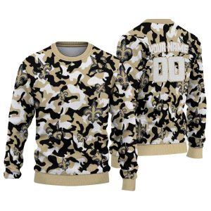 Personalized New Orleans Saints Camouflage Motif AOP Sweatshirt
