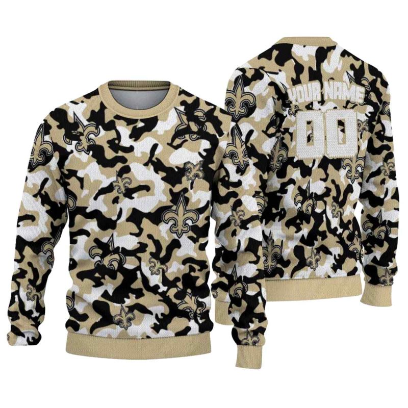 Personalized New Orleans Saints Camouflage Motif Aop Sweatshirt 1