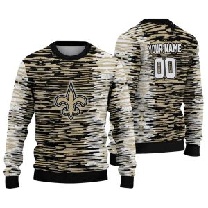 Personalized New Orleans Saints Camouflage Stripe Gold white AOP Sweatshirt
