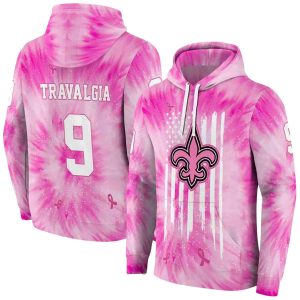 Personalized New Orleans Saints Cancer Support Pink AOP Hoodie