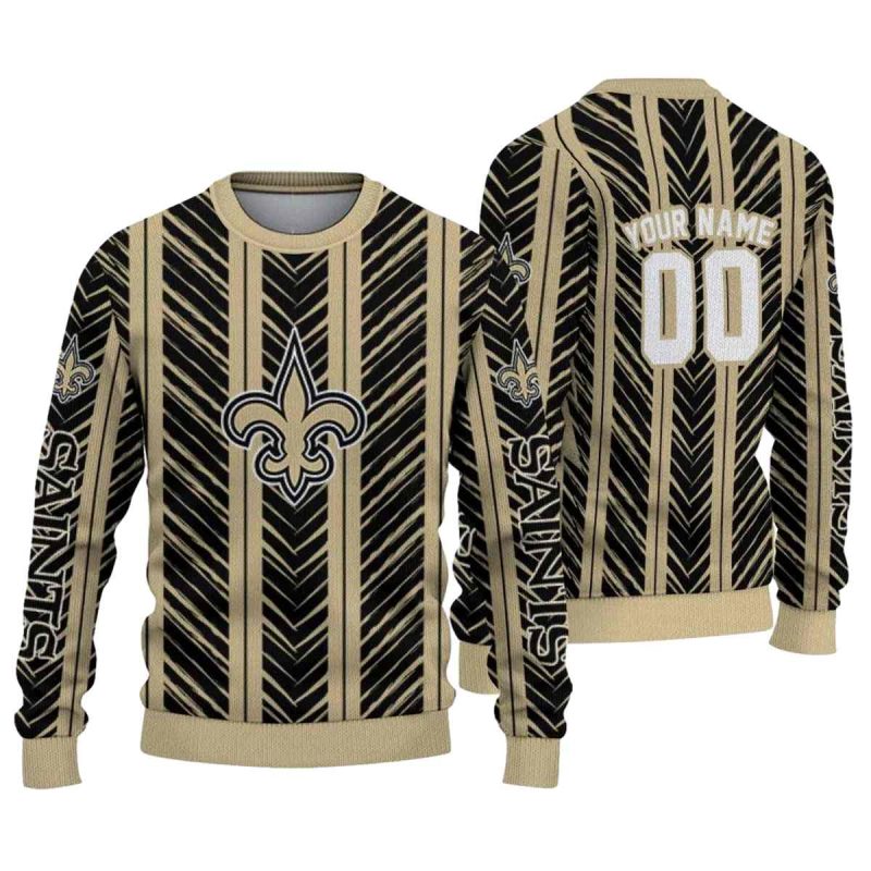 Personalized New Orleans Saints Chevron Rows Gold Aop Sweatshirt 1