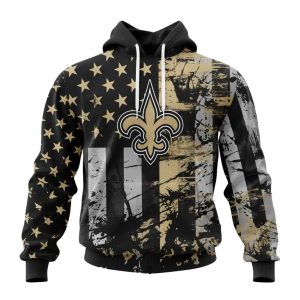 Personalized New Orleans Saints Classic Grunge American Flag AOP Hoodie