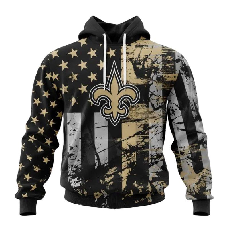 Personalized New Orleans Saints Classic Grunge American Flag Aop Hoodie 1