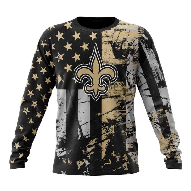 Personalized New Orleans Saints Classic Grunge American Flag Aop Sweatshirt 1