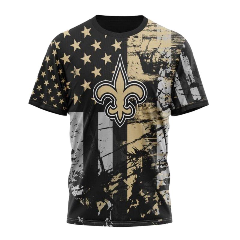 Personalized New Orleans Saints Classic Grunge American Flag Aop T Shirt 1