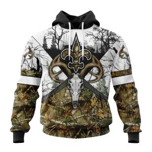 Personalized New Orleans Saints Deer Skull And Forest AOP Hoodie