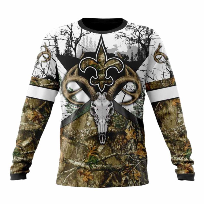 Personalized New Orleans Saints Deer Skull And Forest Aop Sweatshirt 1