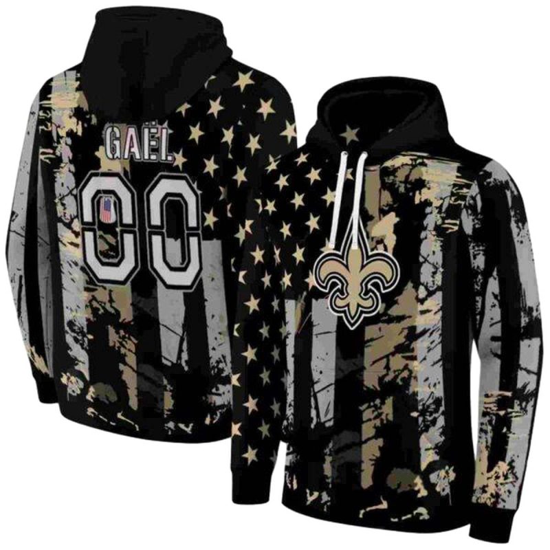 Personalized New Orleans Saints Distressed Flag Gold Black Aop Hoodie 1