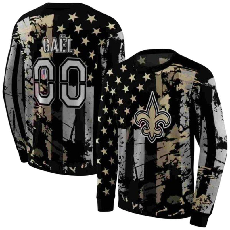 Personalized New Orleans Saints Distressed Flag Gold Black Aop Sweatshirt 1