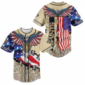 Personalized New Orleans Saints Eagle And US Flag Baseball Jersey