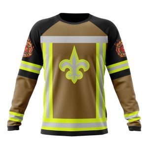 Personalized New Orleans Saints Firefighter Uniform AOP Sweatshirt
