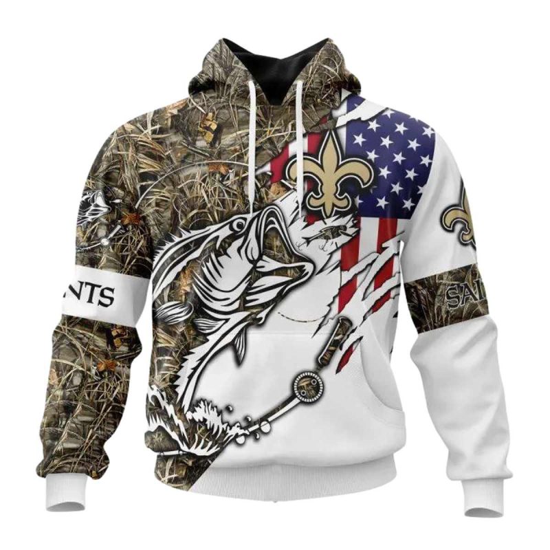 Personalized New Orleans Saints Fishing With Flag Of Usa Aop Hoodie 1