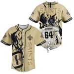 Personalized New Orleans Saints Flame Ball And Player Baseball Jersey