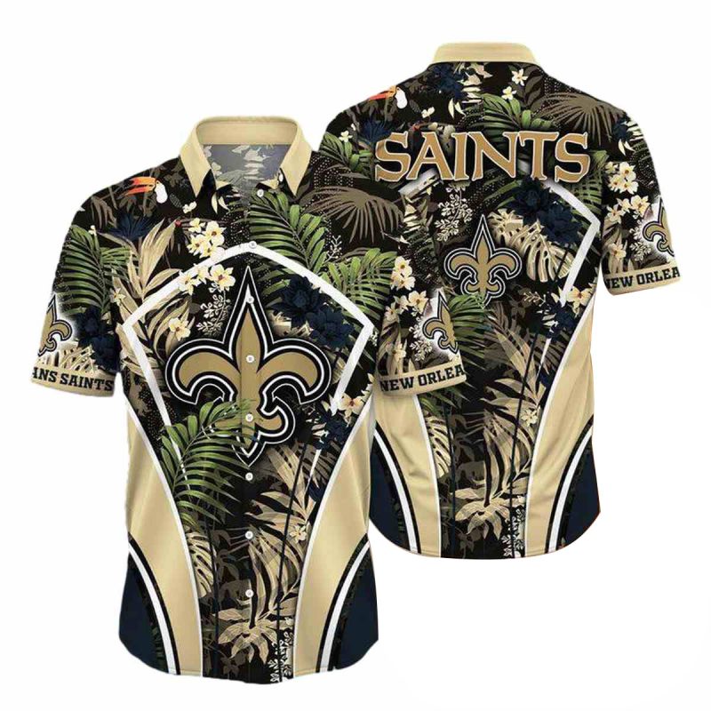 Personalized New Orleans Saints Flower Summer Tropical Hawaiian Shirt 1