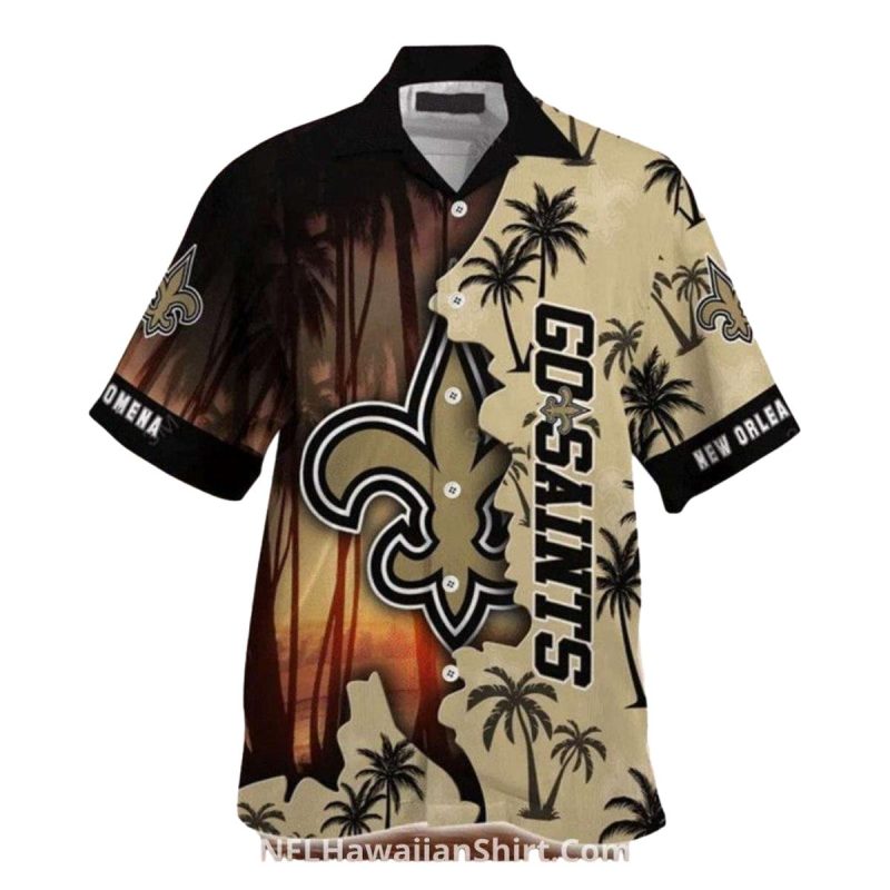 Personalized New Orleans Saints Go Saints Sunset Palm Hawaiian Shirt 1