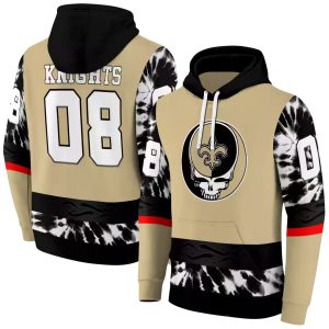 Personalized New Orleans Saints Grateful Dead Vibes Gold And Black AOP Hoodie