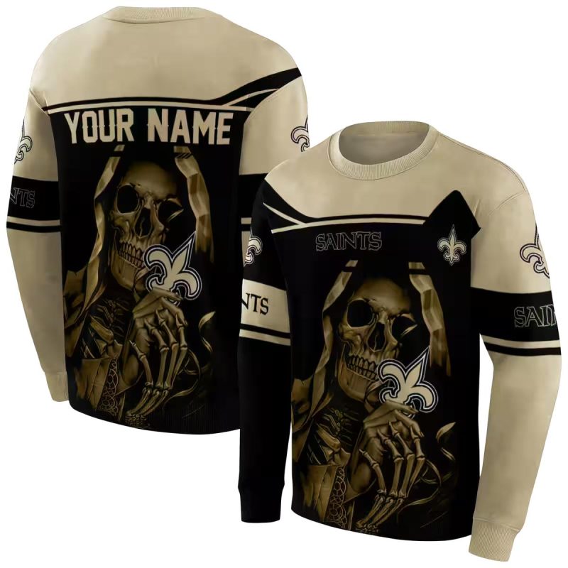 Personalized New Orleans Saints Grim Reaper Gold Black Aop Sweatshirt 1