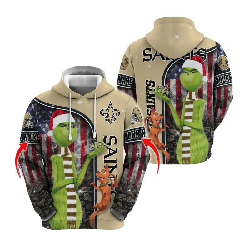 Personalized New Orleans Saints Grinch Santa Claus Aop Hoodie 1