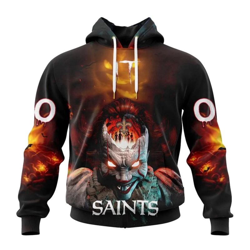 Personalized New Orleans Saints Halloween Badut Mematikan Aop Hoodie 1