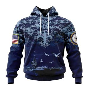 Personalized New Orleans Saints Honor US Navy Veterans AOP Hoodie