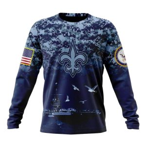 Personalized New Orleans Saints Honor US Navy Veterans AOP Sweatshirt