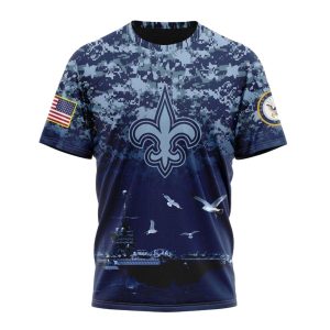 Personalized New Orleans Saints Honor US Navy Veterans AOP T Shirt