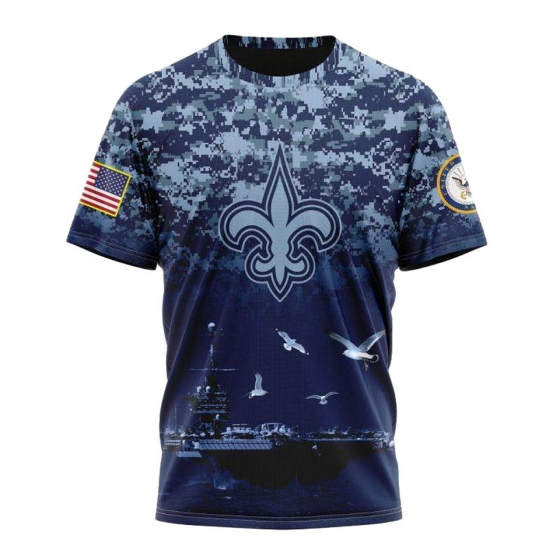 Personalized New Orleans Saints Honor Us Navy Veterans Aop T Shirt 1