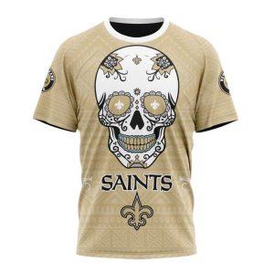 Personalized New Orleans Saints Kits For Dia De Muertos AOP T Shirt