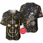Personalized New Orleans Saints Lava Skull And Eagle Baseball Jersey