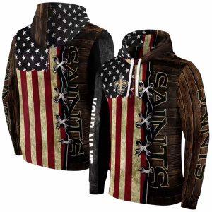 Personalized New Orleans Saints Logo And American Pride AOP Hoodie