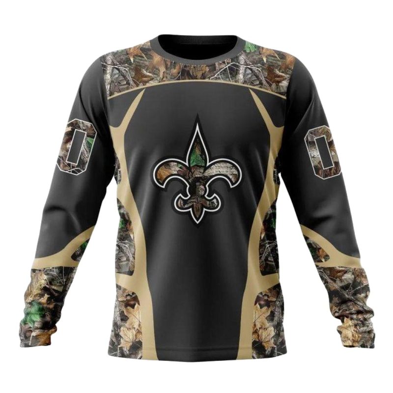 Personalized New Orleans Saints Logo And Camo Hunting Aop Sweatshirt 1